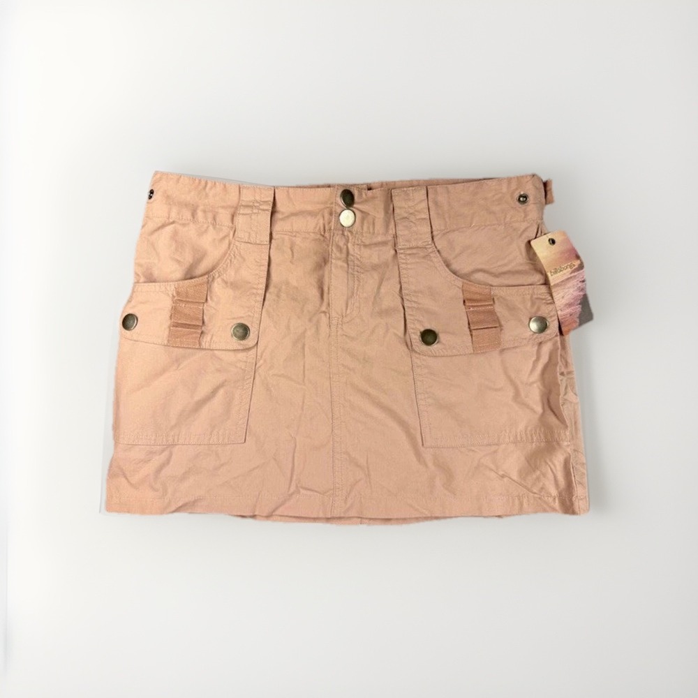 Billabong Mini Skirt Womens Size 3 Pink Utility Cargo Style 100% Cotton NWT Y2K